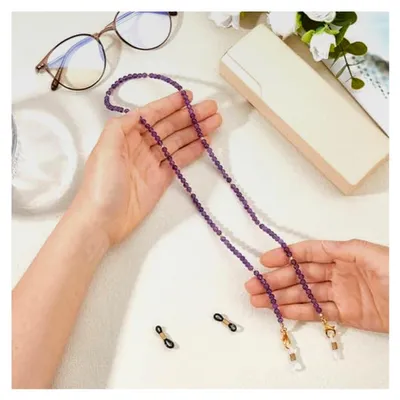 Produktbild von Perlen-Brillenkette 70cm – Stilvolle Sonnenbrillenkette mit natürlichen Steinperlen, dekorative Maskenbandkette, Halteband für Sonnenbrillen, Brillenketten-Halsband, Brillenhalter für Lesebrillen