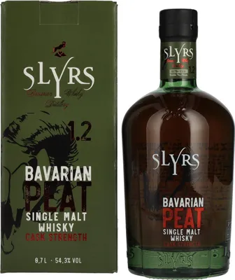 Image de Slyrs Bavarian Peat Single Malt Cask Strength Whisky 1.2 54,3% Vol. 0,7l en boîte cadeau
