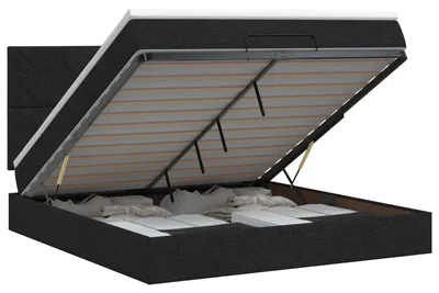 Produktbild von Ottoman Bett mit Matratze Schwarz 140 x 200 cm Stoff
