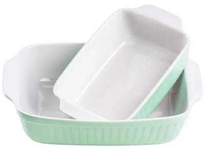 Produktbild von Mäser Auflaufform-Set, Keramik KITCHEN TIME Grün, 33 x 24 x 8 cm / 25,5 x 16 x 7 cm