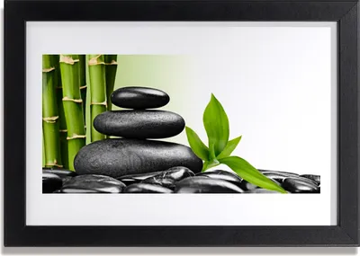 Produktbild von Bild 30x20 MDF-Rahmen Wandkunst Bambus Zen Steine ​​Kunst