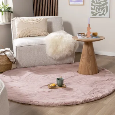 Produktbild von Volero - Hochflor Teppich Rund - Comfy Supreme Rosa - Ø 160 cm - Wohnzimmer, Esszimmer, Schlafzimmer - Ländlich, Modern, Skandinavisch