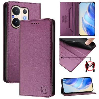 Produktbild von Lederhülle für vivo V60 Hülle Flip Brieftasche Kartenfächern Ständer Schutzhülle Lila