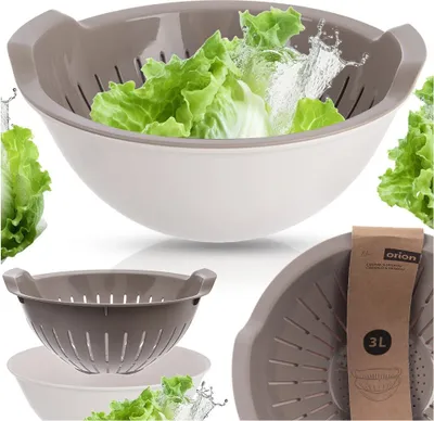 Produktbild von Küchensieb mit Schüssel 2in1 Seiher Sieb Schüssel BEIGE ELA 3L ORION 124485