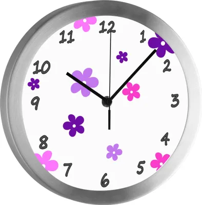 Produktbild von Funkuhr, Kinder Wanduhr, Kinderuhr, Kinderzimmer  Blume lila rosa