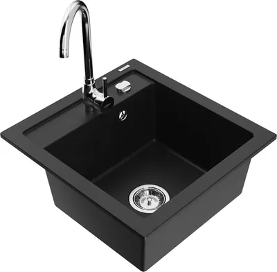Produktbild von Mexen Vito 1-Becken-Granit-Spüle mit Mischbatterie Telma, Schwarz - 6503-77-670200-00