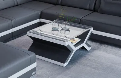Produktbild von Designer Leder Couchtisch Napoli – Eleganz