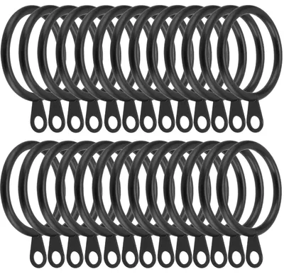 Zdjęcie produktu dla Metalowe pierścienie do zasłon, średnica 38 mm, 120 sztuk, czarne, z oczkami, do przymocowywania zasłon do karniszy