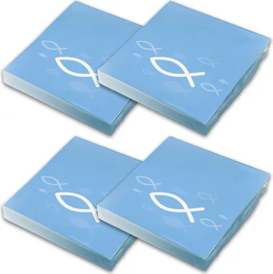 Produktbild von itenga Servietten Fisch HELLBLAU Weiß 30 x 30 cm 3-lagig 80 Stück