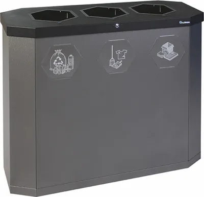Produktbild von Abfallsammler mit offener Einwurfsöffnung | 3x45 Liter, HxBxT 83x95x35,5cm | Lichtgrau