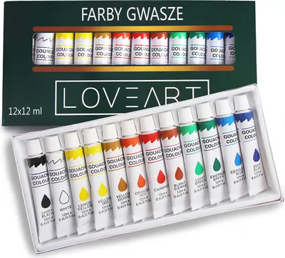 Produktbild von LOVEART Gouachefarben-set 12 Tuben x 12 ml Gouache Set Farbe Kunst Set