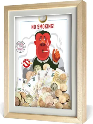 Produktbild von aFFa frames My Piggy Bank Spardose, 3D Bilderrahmen zum Befüllen, Geldgeschenke Verpackung für Auto, Haus, Geburtstag, mit Acrylglasfront, aus Holz, 32x42x2,5cm, Hellbraun, Rahmen Nichtraucher Muster