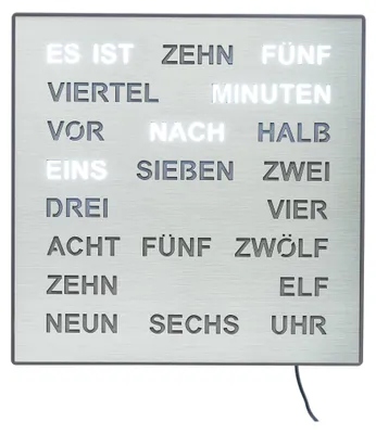 Obrázok produktu pre AMS - 1245 - Tischuhr - Quarz - Wortuhr - 28x28cm
