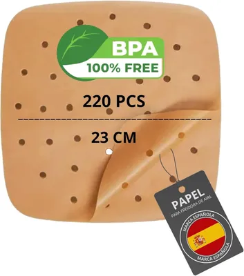 Zdjęcie produktu dla Papier do air fryer 200/220 sztuk, 20-24 cm, BPA free, uniwersalny do air fryer