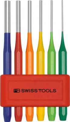 Zdjęcie produktu dla Zestaw wybijaków do zawleczek PB Swiss Tools, w plastikowym uchwycie, specjalna jakość, malowane proszkowo, 6 elementów