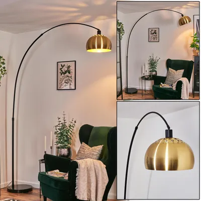 Produktbild von Gavirate Stehlampe aus Metall in Schwarz/Messing gebürstet/Gold im Retro-Design