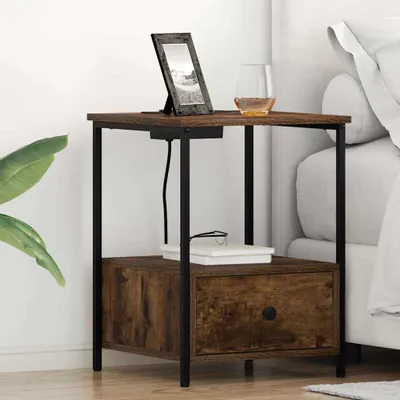 Obrázok produktu pre Maison Exclusive - Nočný stolík s úložným priestorom 2 ks Údený dub 42 x 41 x 56 cm