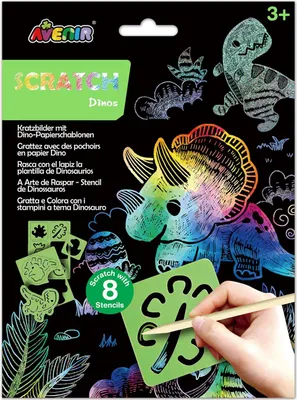 Produktbild von Avenir Scratch Set mit Schablone: Dinos