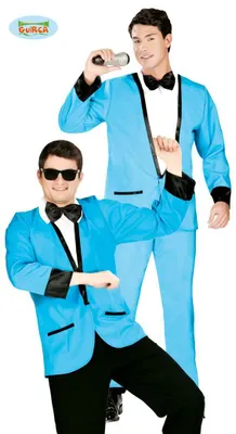 Produktbild von blauer Disco Anzug Kostüm für Herren Gr. M/L, Größe:L
