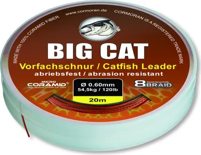 Produktbild von CORMORAN BIG CAT 8-BRAID CATFISH LEADER, 20m, 1mm, 100kg / 220,46lbs, braun, Micro Coramid® Waller-Vorfachschnur , 78-02103