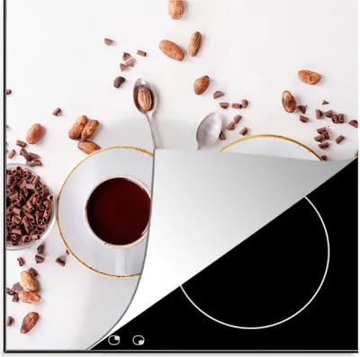 Produktbild von KitchenYeah© Herdabdeckplatte Kaffee - Kaffeebohnen - Schokolade , 78x78cm, Küche Deko, Glaskeramikkochfeld Herdabdeckung, Abdeckplatte fùr Kochfeld