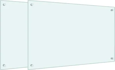 Image de vidaXL Fonds de cuisine 2 pcs. Blanc 80x50 cm verre trempé