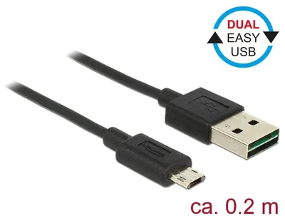 Image de DELOCK DeLOCK 84804 Câble USB 2.0 0,2 m USB A Micro-USB B Noir
