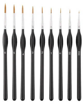 Produktbild von Feine Detail Pinsel Set 9 Stück Malen Nach Zahlen, Modellbau, Miniatur, Künstlerpinsel für Nagelkunst, Acryl, Aquarell, Ölgemälde, Strichmalerei