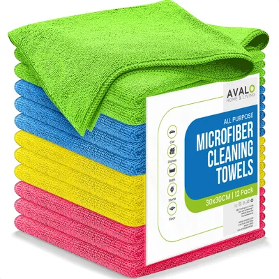 Produktbild von Avalo Mikrofaser Reinigungstücher - 12 Stück 30 x 30 cm - Waschbar - Putztücher - Reinigung / Auto