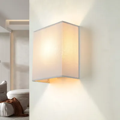 Produktbild von ALICE Moderne Wandleuchte Stoff Grau Loft Design E27 Up Down Leuchte Wohnzimmer Schlafzimmer Flur