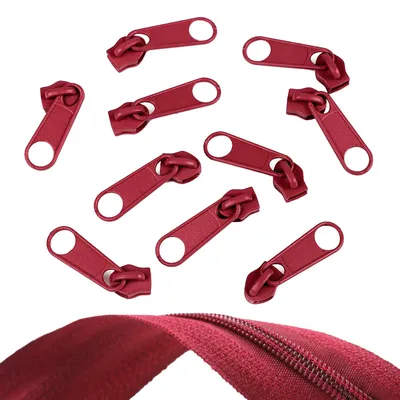 10 Reißverschluss Zipper für Endlosreißverschluss, 5mm, weinrot
