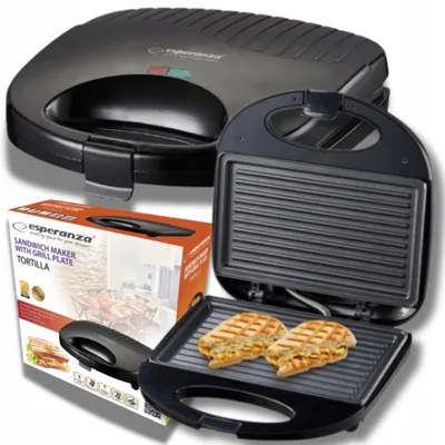 Zdjęcie produktu dla Esperanza Grill Elektryczny I Opiekacz Do Kanapek 1000 W Szybkie Nagrzewanie Do Tostów I Tortilli
