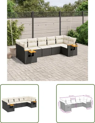 Produktbild von The Living Store 7-tlg. Garten-Sofagarnitur mit Kissen Schwarz Poly Rattan