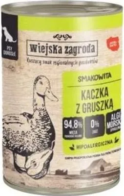 Image de Wiejska Zagroda Nourriture humide pour chiens canard avec poire 400g