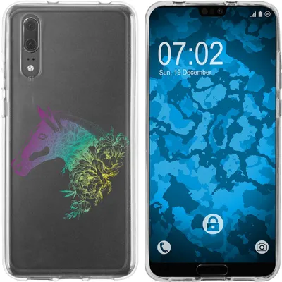 Produktbild von PhoneNatic Case kompatibel mit Huawei P20 Silikon-Hülle Floral Pferd M5-4
