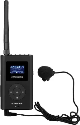 Obrázok produktu pre Retekess FT11 Systém sprievodcov FM vysielač s 2000 mAh nabíjateľnou batériou pre simultánne konferencie (1 vysielač, čierny)