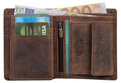 Produktbild von Benthill Kleine Herren Geldbörse Echt Leder - Männer Geldbeutel Mini mit RFID-Schutz - Slim Portemonnaie für Männer - Echtem Leder