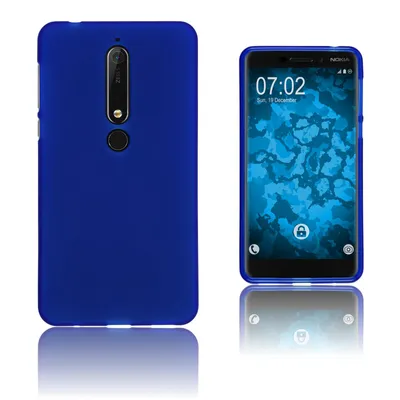 Product shot of a blue phone case and a blue smartphone.