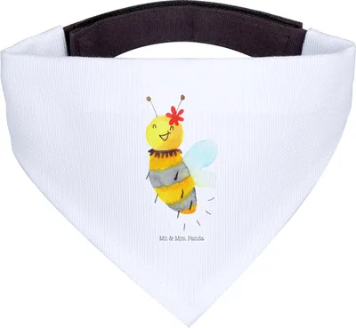 Produktbild von Mr. & Mrs. Panda Hundehalstuch M Biene Blume - Weiß - Geschenk, Halstuch Für Hunde, Bandana, Hund