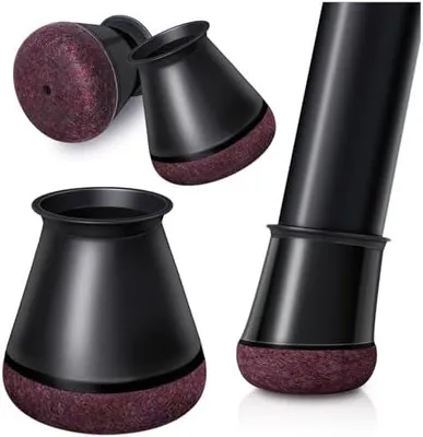 Produktbild von 24 Stück Stuhlbeinkappen,Schwarz Schutzkappen für Stuhlbeine Mit Filz,Filzgleiter, Silikon Schutzkappen für Stuhlbeine Schräge, Stühle für Verschleißfeste Stuhlbeinschoner, S Fit:14-20mm