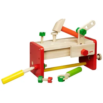 Image de Goki Houten Werkbankje en Gereedschapskist 2in1