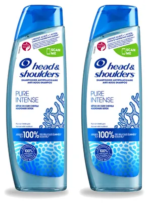 Productafbeelding van 2 x Head & Shoulders Anti-roos Shampoo Pure Intense Hoofdhuid Detox 250 ml - Voordeelverpakking - 2 stuks