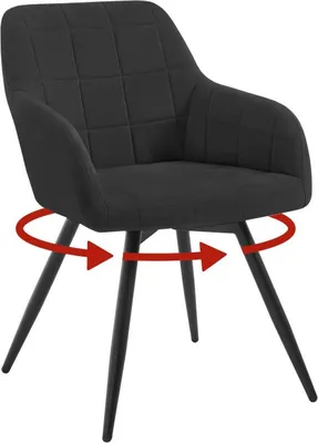 Produktbild von WOLTU Esszimmerstuhl, gepolstert, ergonomisch, drehbar, mit Metallbeinen, Samt : Schwarz 1 Farbe: Schwarz Stückzahl: 1
