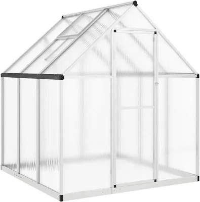 Obrázek produktu pro vidaXL Skleník se základovým rámem stříbrný 169x169x195 cm hliník