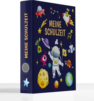 Produktbild von Friendly Fox Sammelordner Kinder Weltraum, Erinnerungen Schule Ordner, Meine Schulzeit Portfolio Ordner, DIN A4 Ordner für 350 Seiten