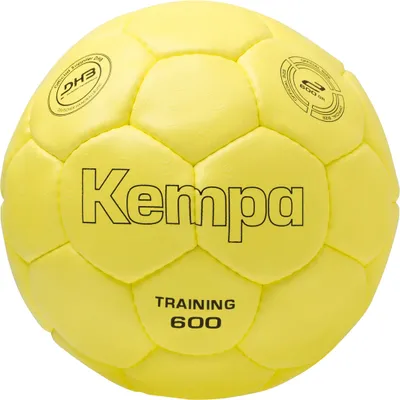 A yellow Kempa handball is shown against a white background.