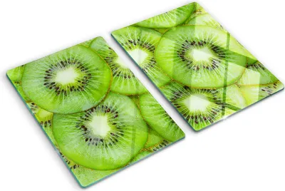 Produktbild von Tulup Glas Herdabdeckplatte - 2x40x52 cm - Glaskeramikkochfeld-Abdeckung Spritzschutz Glasabdeckplatte Kochplattenabdeckung und Schneidebrett - Zweiteilig - Essen & Getränke - Kiwi - Grün