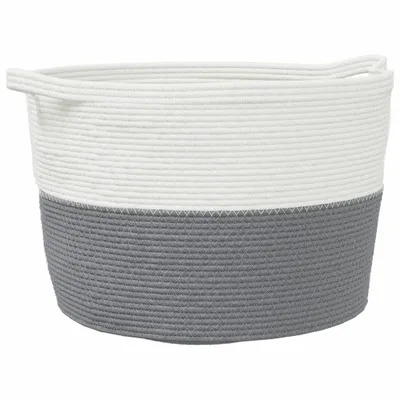 Obrázok produktu pre vidaXL Kôš na bielizeň sivý a biely Ø60x36 cm bavlna