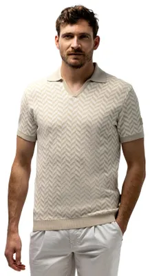 Produktbild von Bedrucktes V-Ausschnitt Polo State of Art beige regular fit