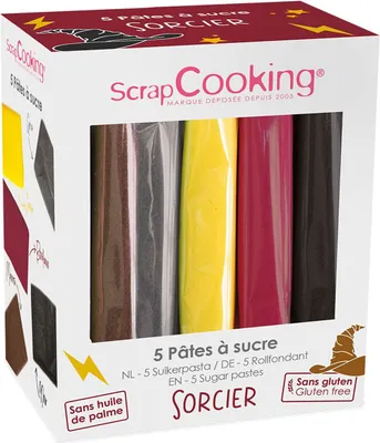 Produktbild von Set mit 5 Fondants - Braun, Grau, Gelb, Bordeaux, Schwarz Zauberer - 5 x 80 g